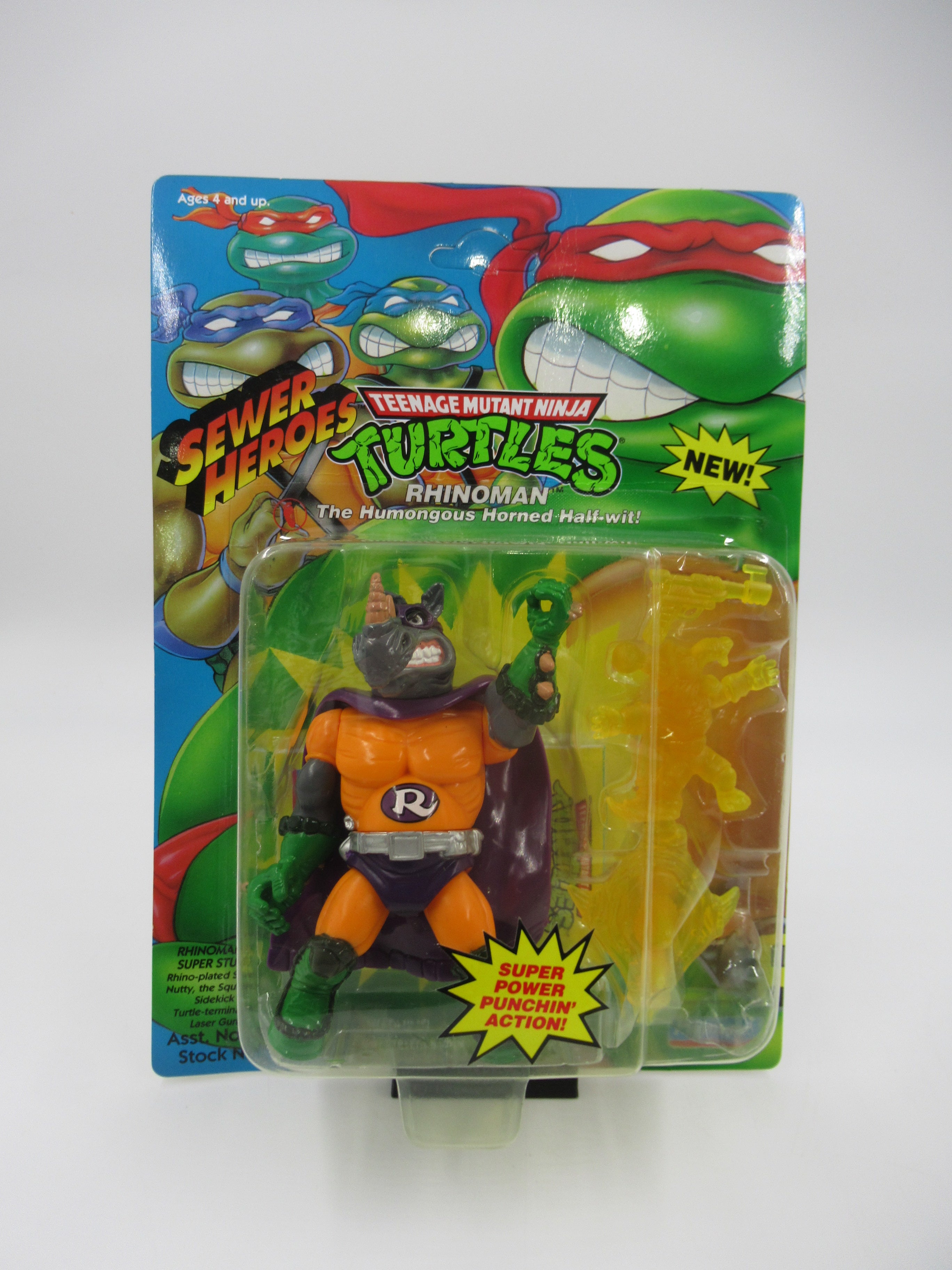 Teenage Mutant Ninja Turtles Sewer Heroes Rhinoman 4.5" Figure TMNTs - Playmates (1993)